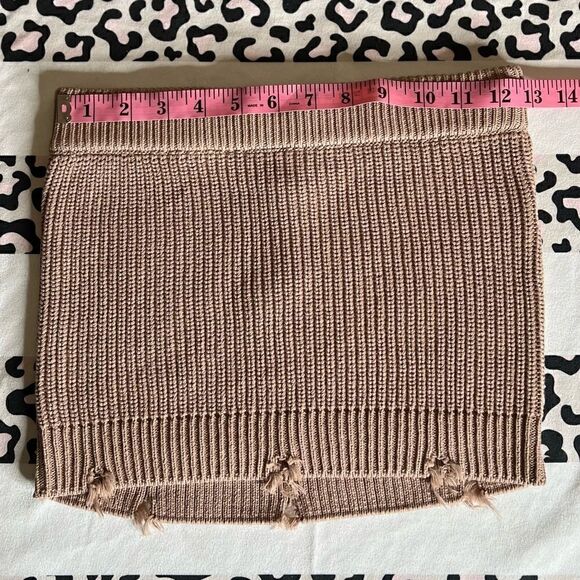 Ser.o.ya Seroya Alora Mini Skirt in Natural.Knit. Distressed. Size Small. NWT! - Picture 12 of 15